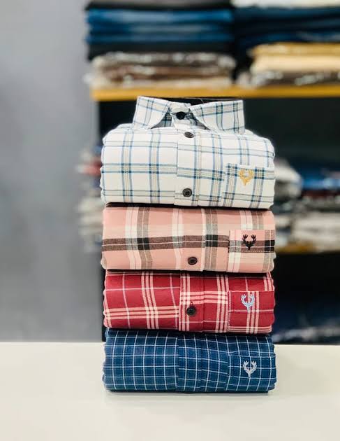Men'S Chequered Premium Cotton Shirt Pack of 4